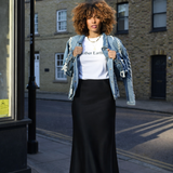 Aldgate Black Satin Maxi Skirt