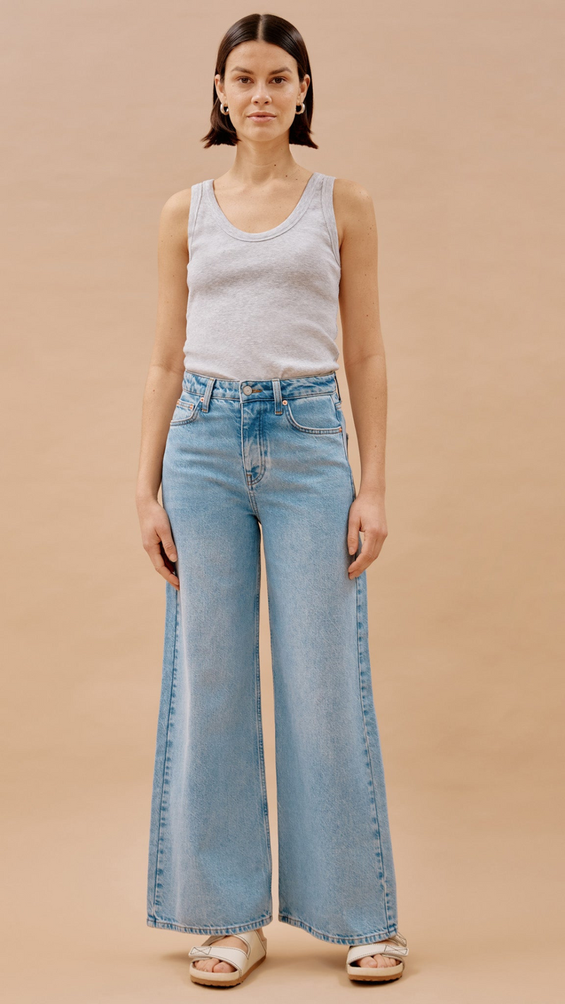 Light Wash Full Length Wide Length Jeans by Albaray