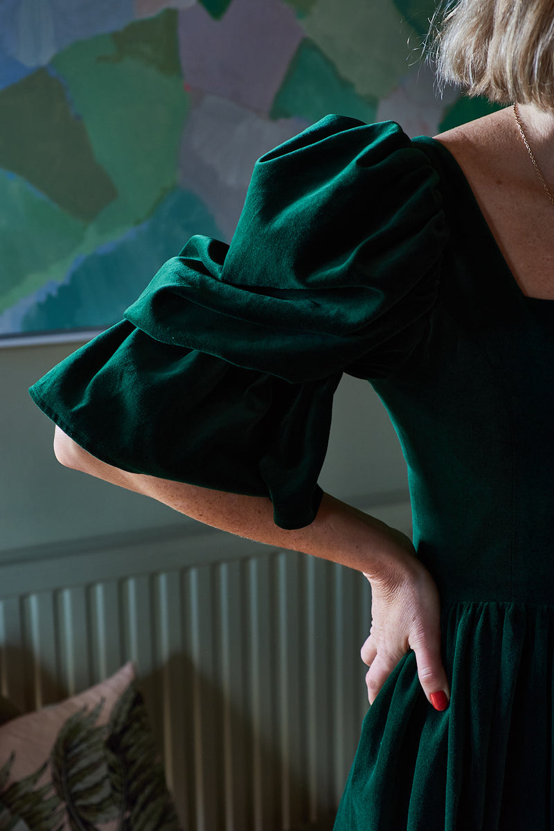 Lucinda Green Velvet Dress by Mary Benson