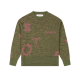 Cross Stitch Jumper in Olive Green Marl