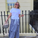 The Romana Tiered Maxi Skirt in Black & White Gingham