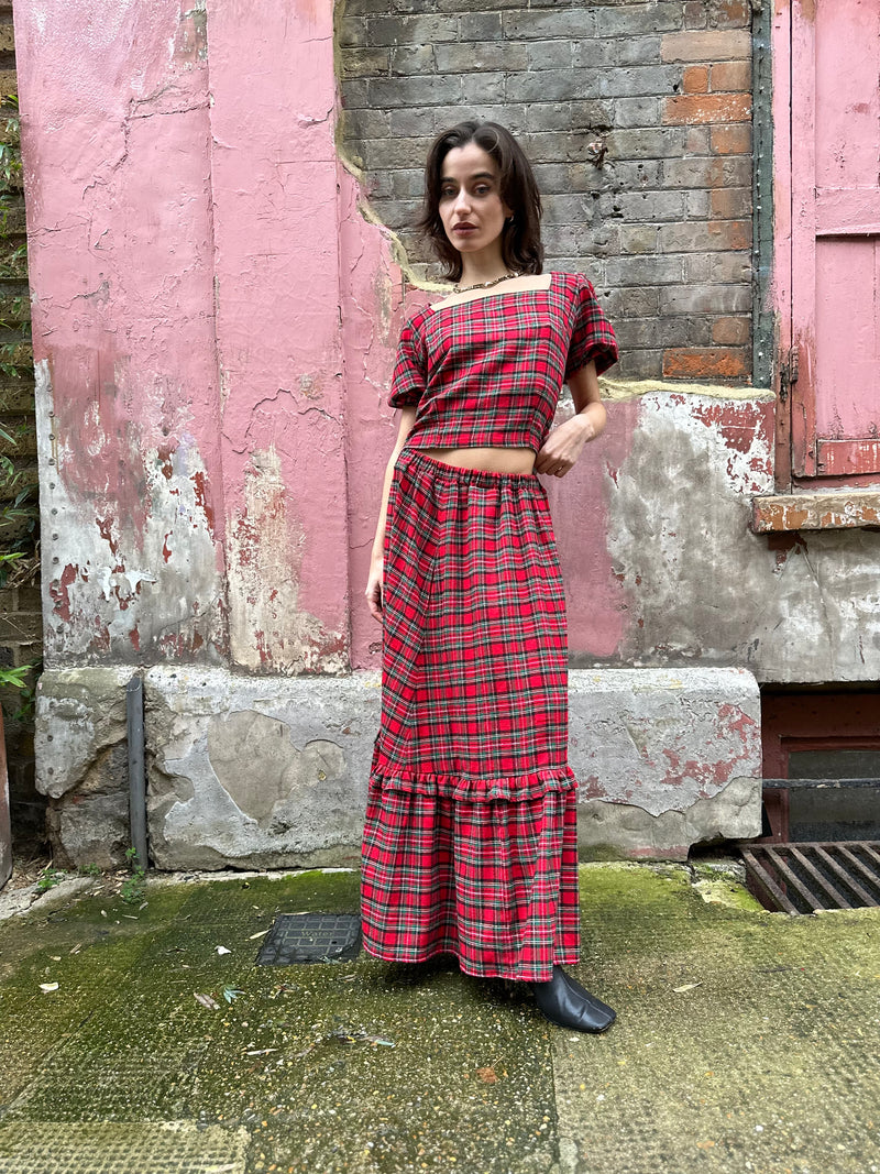 Red Stewart Tartan Rosa Skirt