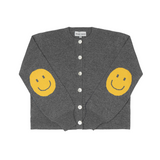 Smile Patch Cashmere Blend Cardigan in Grey