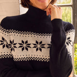 Merino Wool Snowflake Fairisle Polo Neck Jumper