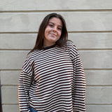 Anna Striped Long Sleeve T-Shirt in Brown