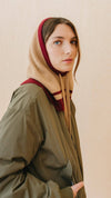 Merino Hood in Camel & Red by TBCo.