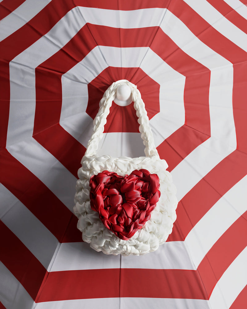 Hive Heart Bucket bag In White and Red by Isla de Gar