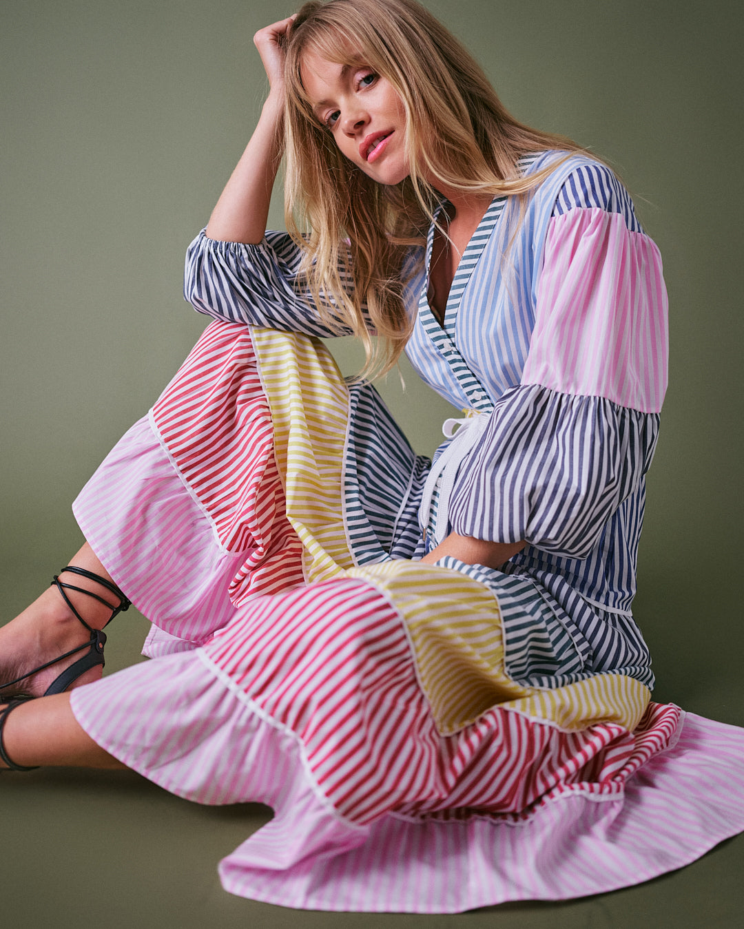 Fairground Stripe Tiered Maxi Dress by Cape Cove