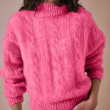 Hari High Neck Cable Jumper in Pink