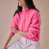 Hari High Neck Cable Jumper in Pink