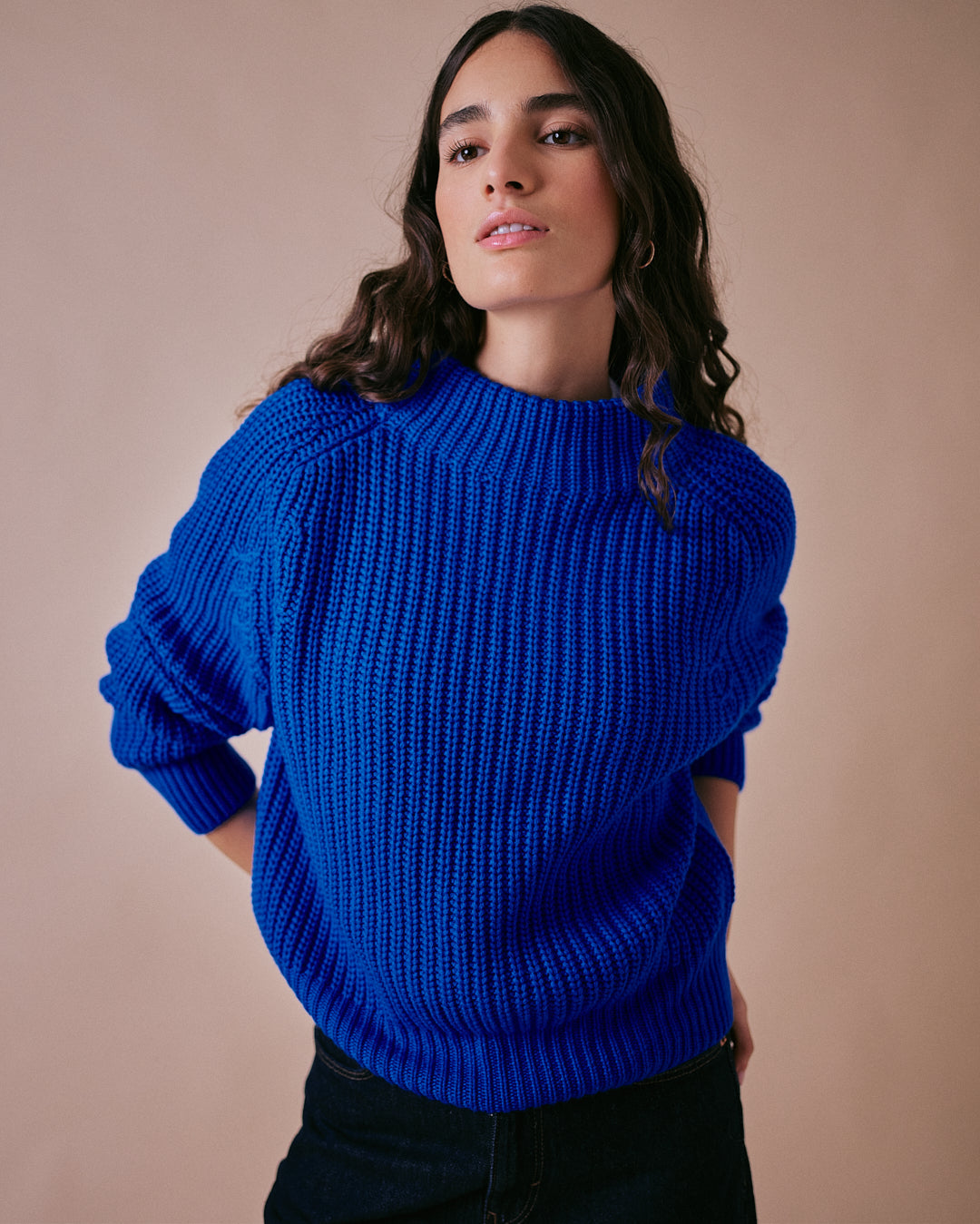 Dusk Italian Merino Jumper in Cobalt