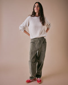 Green Cord Barrel Leg Trouser