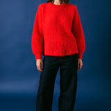 Ribbed Knit Jumper in Red