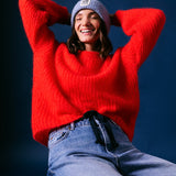 Ribbed Knit Jumper in Red