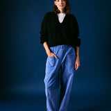 Blue Cord Barrel Leg Trouser