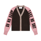 Do No Harm Take No Shit Lambswool Cardigan in Cocoa & Calamine