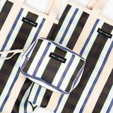 Recycled Plastic Tote Bag in Black, White and Navy Stripe