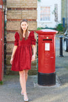 Juliette Red Velvet Dress by Mary Benson