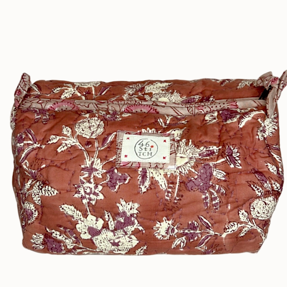 Rose No Waste Jumbo Wash Bag in Terracotta by 46 Stitch