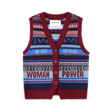 Reversible Fairisle Lambswool Waistcoat in Klein & Claret