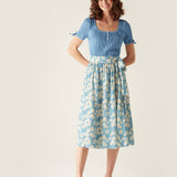 Corrine Light Blue Floral Wrap Skirt