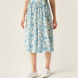 Corrine Light Blue Floral Wrap Skirt