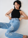 Women's High Waist Blue Jeans | Laser Print | Sustainable | Fanfare