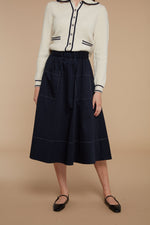 Taylor Elasticated Waist Skirt Navy by Mirla Beane