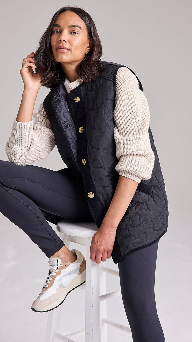 Quilted Gilet in Black by Cape Cove