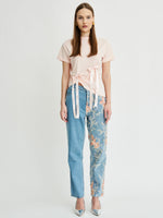 Women's Floral Embroidered Blue Jeans | Sustainable | Delia | Fanfare