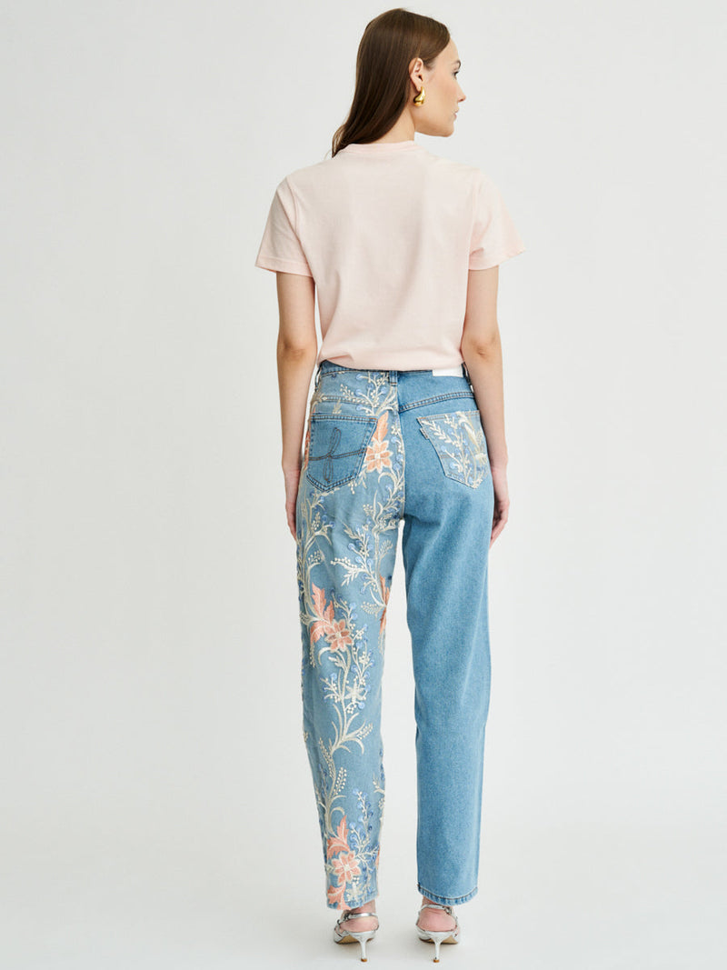 Women's Floral Embroidered Blue Jeans | Sustainable | Delia | Fanfare