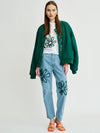 Women's Floral Embroidered Blue Jeans | Sustainable | Fanfare