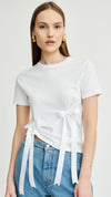 Women's White T-Shirt With Bows | Blossom Bow Top | Fanfare