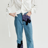 Bobby Melt Plaid Patchwork Jeans