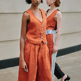 Celeste Linen Trousers in Orange