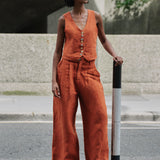 Celeste Linen Trousers in Orange