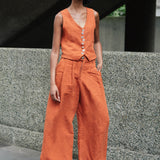 Celeste Linen Trousers in Orange
