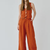 Celeste Linen Trousers in Orange