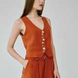 Celeste Linen Trousers in Orange