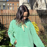 Anna Striped Long Sleeve T-Shirt in Green