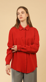 Tabby Essential Shirt in Cherry Red by Lora Gene