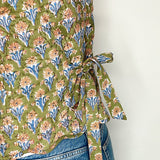 Kiki Cotton Quilted Waistcoat in Green and Pink