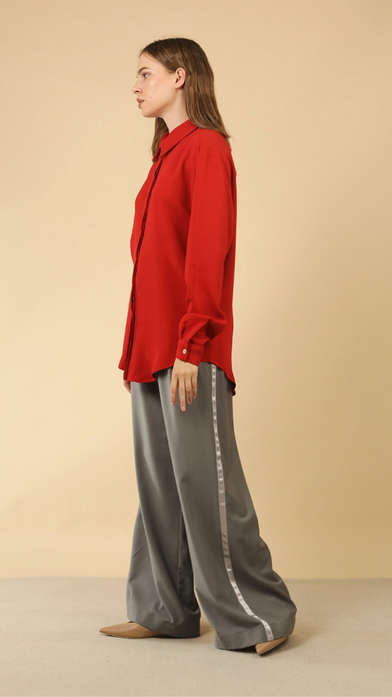 Tabby Essential Shirt in Cherry Red by Lora Gene