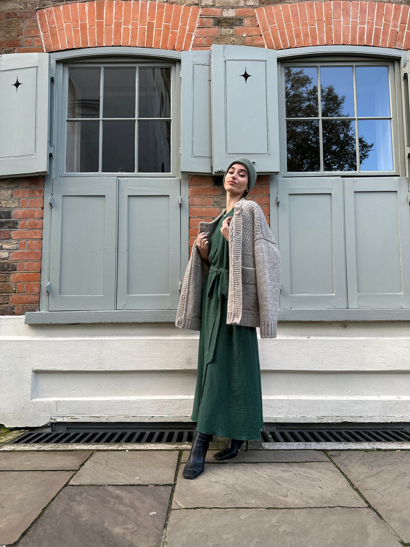 Green Cotton Crinkle Midhurst Dress by Justine Tabak