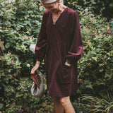 Burgundy Corduroy Mini Dress