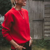 Red Knit Sweatshirt