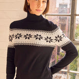 Merino Wool Snowflake Fairisle Polo Neck Jumper