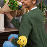 Smile Patch Cashmere Blend Sweater in Khaki