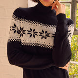 Merino Wool Snowflake Fairisle Polo Neck Jumper