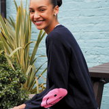 Smile Patch Cashmere Blend Cardigan in Navy